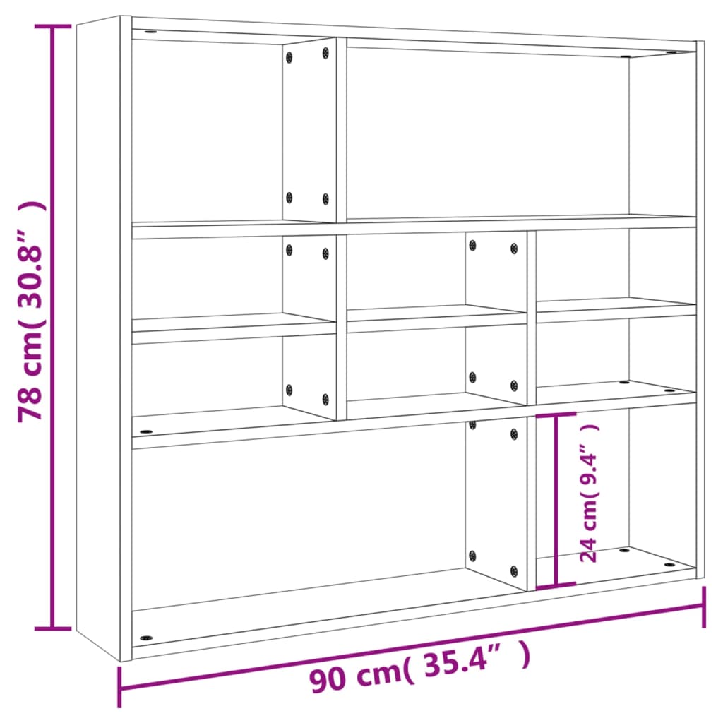 Etagère murale 90x16x78 cm en bois travaillé