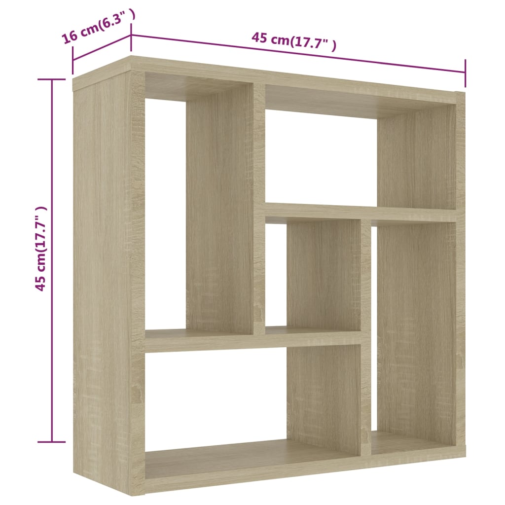 Wandschap 45x16x45 cm bewerkt hout artisanaal eikenkleurig