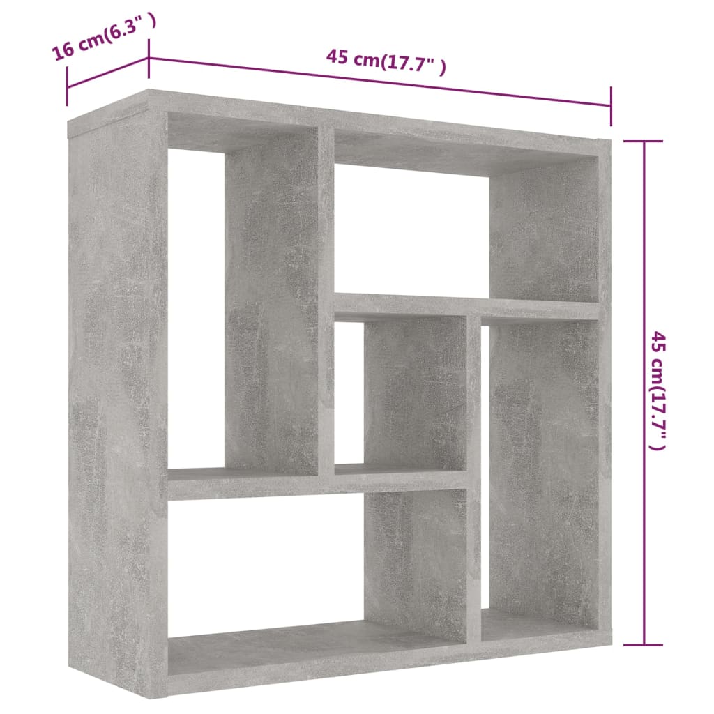 Wandschap 45x16x45 cm bewerkt hout artisanaal eikenkleurig