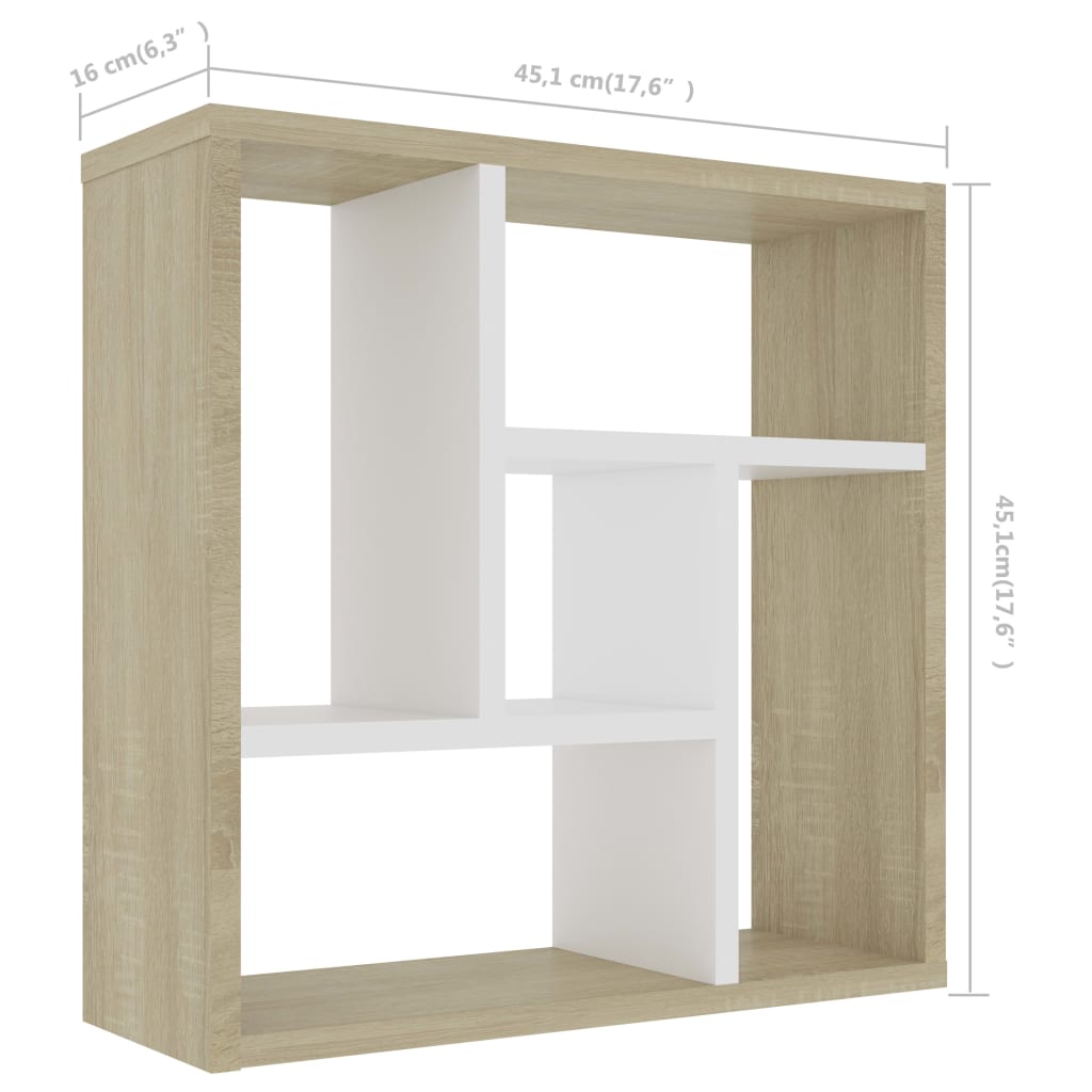 Wandschap 45,1x16x45,1 cm bewerkt hout