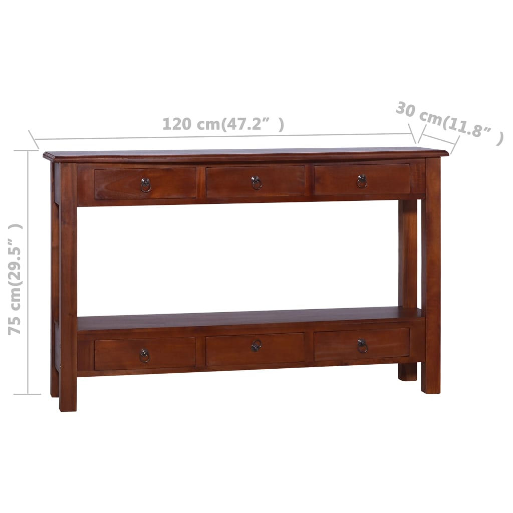 Table murale 120x30x75 cm bois d'acajou massif marron classique