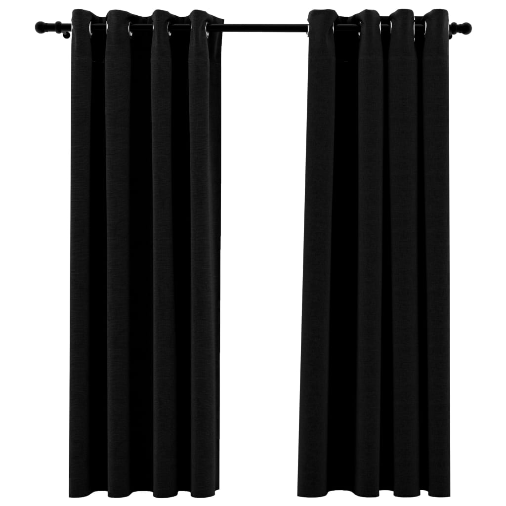 Rideaux aspect lin yeux occultants 2 pcs 140x175 cm