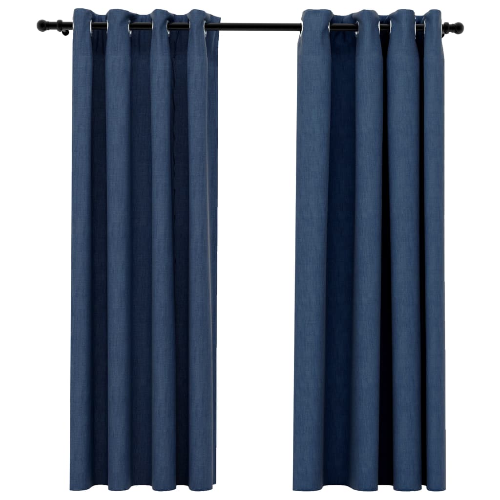 Rideaux aspect lin yeux occultants 2 pcs 140x175 cm