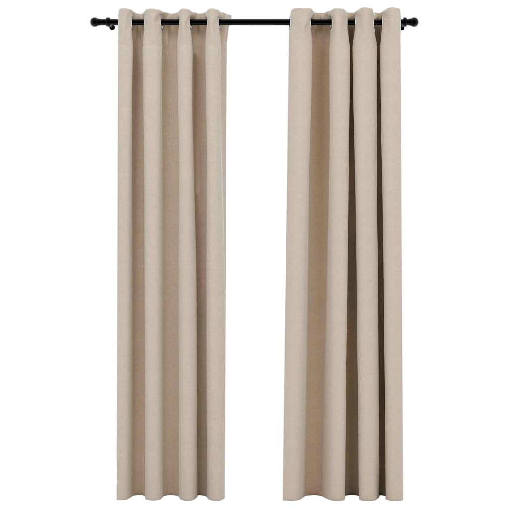 Rideaux aspect lin yeux occultants 2 pcs 140x175 cm