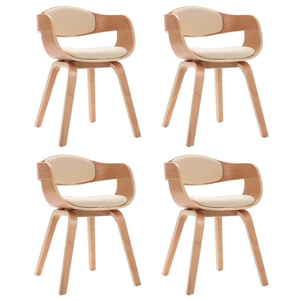 Chaises de salle à manger 4 pcs en bois courbé et cuir artificiel