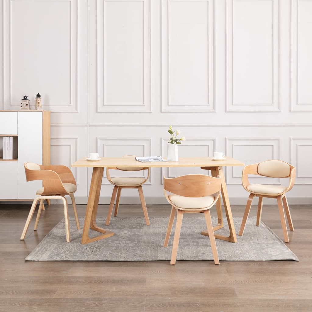 Chaises de salle à manger 4 pcs en bois courbé et cuir artificiel