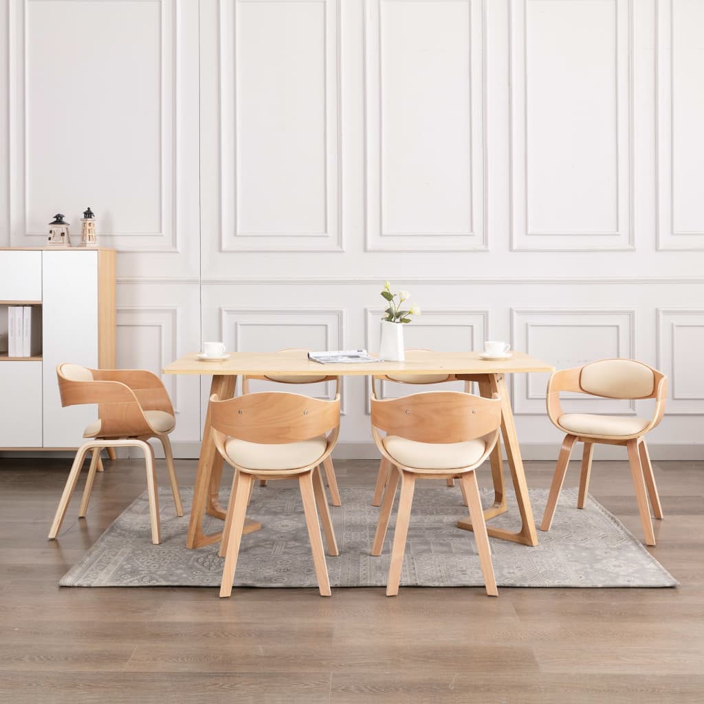 Chaises de salle à manger 4 pcs en bois courbé et cuir artificiel