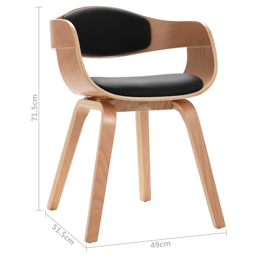 Eetkamerstoelen 2 st gebogen hout kunstleer