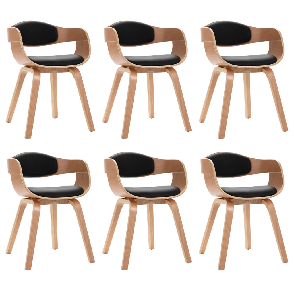 Chaises de salle à manger 4 pcs en bois courbé et cuir artificiel