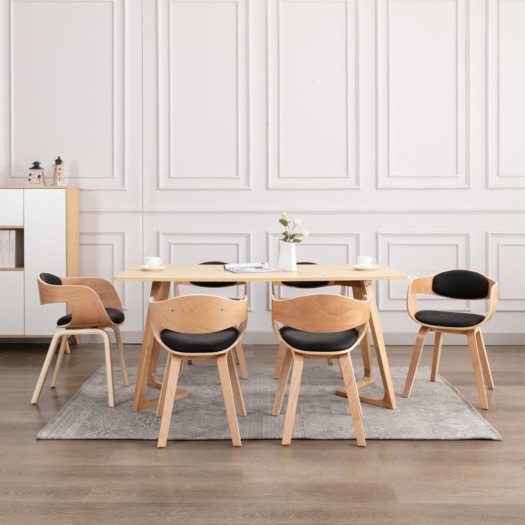 Chaises de salle à manger 6 pcs bois courbé simili cuir