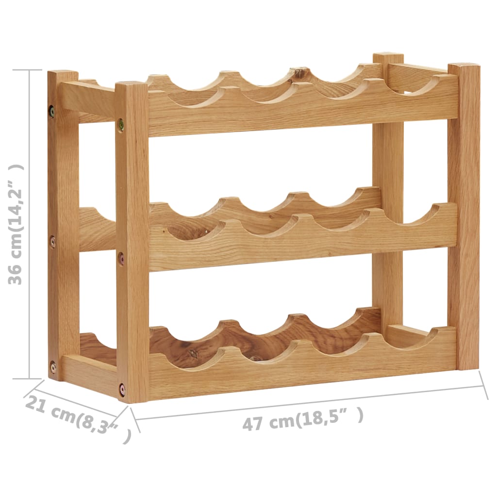 Wijnrek voor 6 flessen 37x21x21 cm massief eikenhout