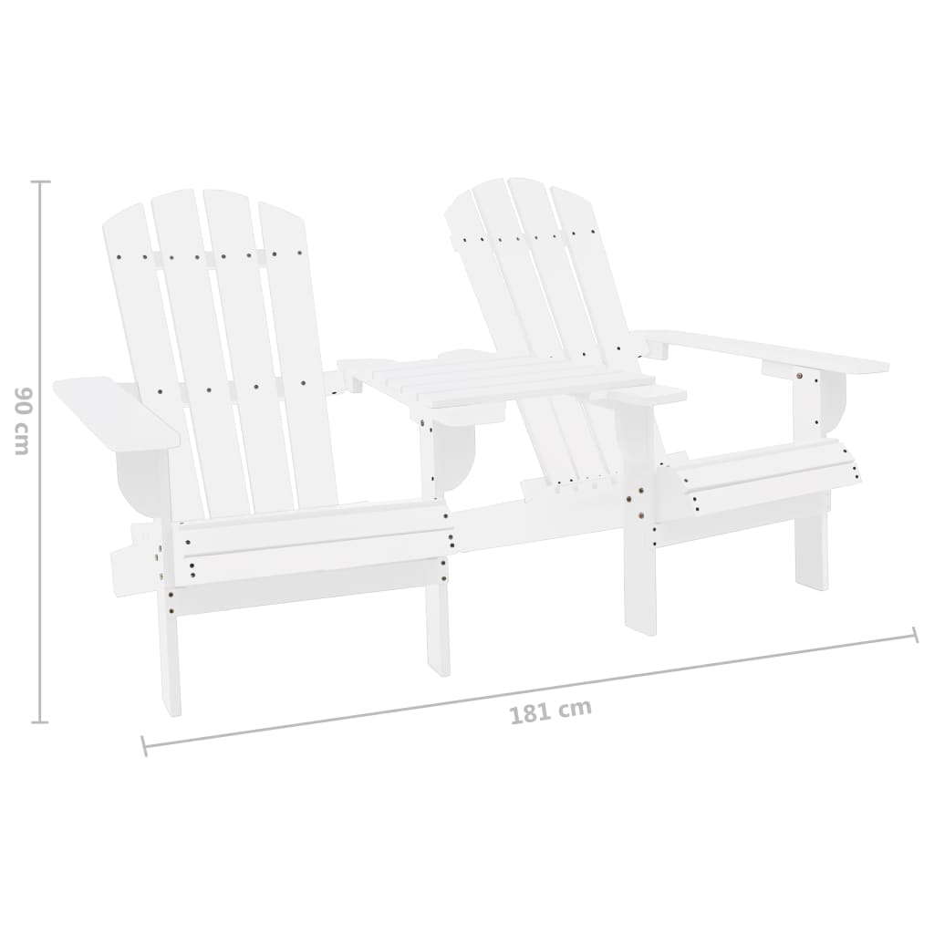 Tuinstoelen Adirondack met tafeltje massief vurenhout wit