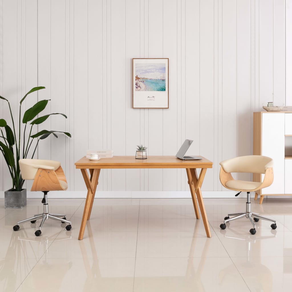 Chaise de bureau pivotante en bois courbé