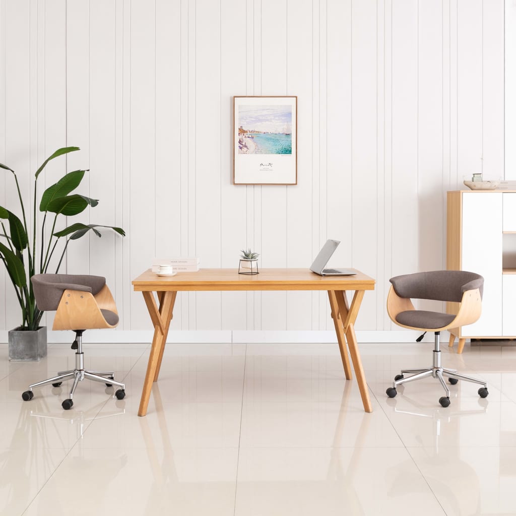 Chaise de bureau pivotante en bois courbé