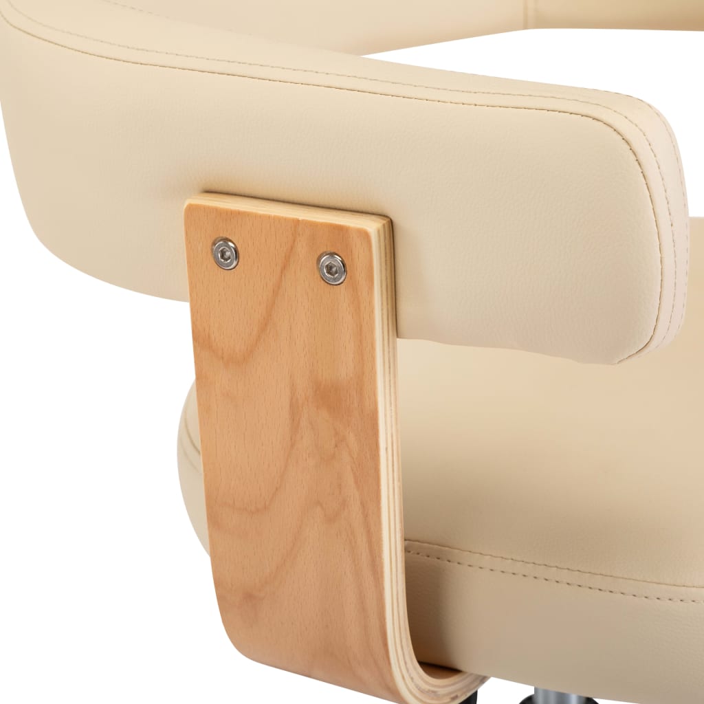 Chaise de bureau pivotante en bois courbé simili cuir