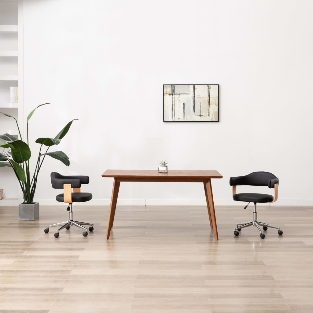 Chaise de bureau pivotante en bois courbé