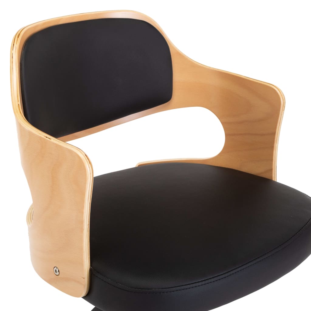 Chaise de bureau pivotante en bois courbé et cuir artificiel blanc