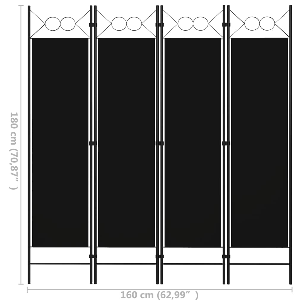 Kamerscherm met 4 panelen 160x180 cm