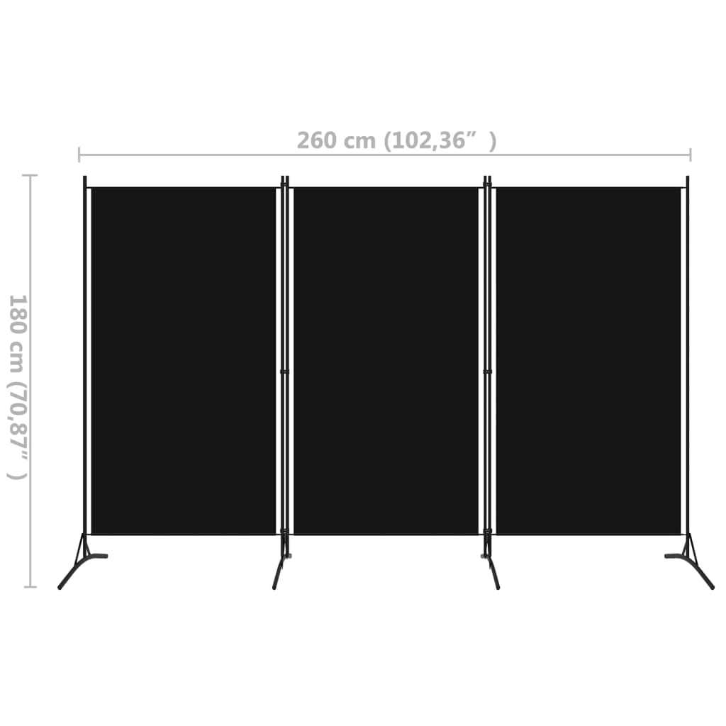 Paravent à 3 panneaux 260x180 cm