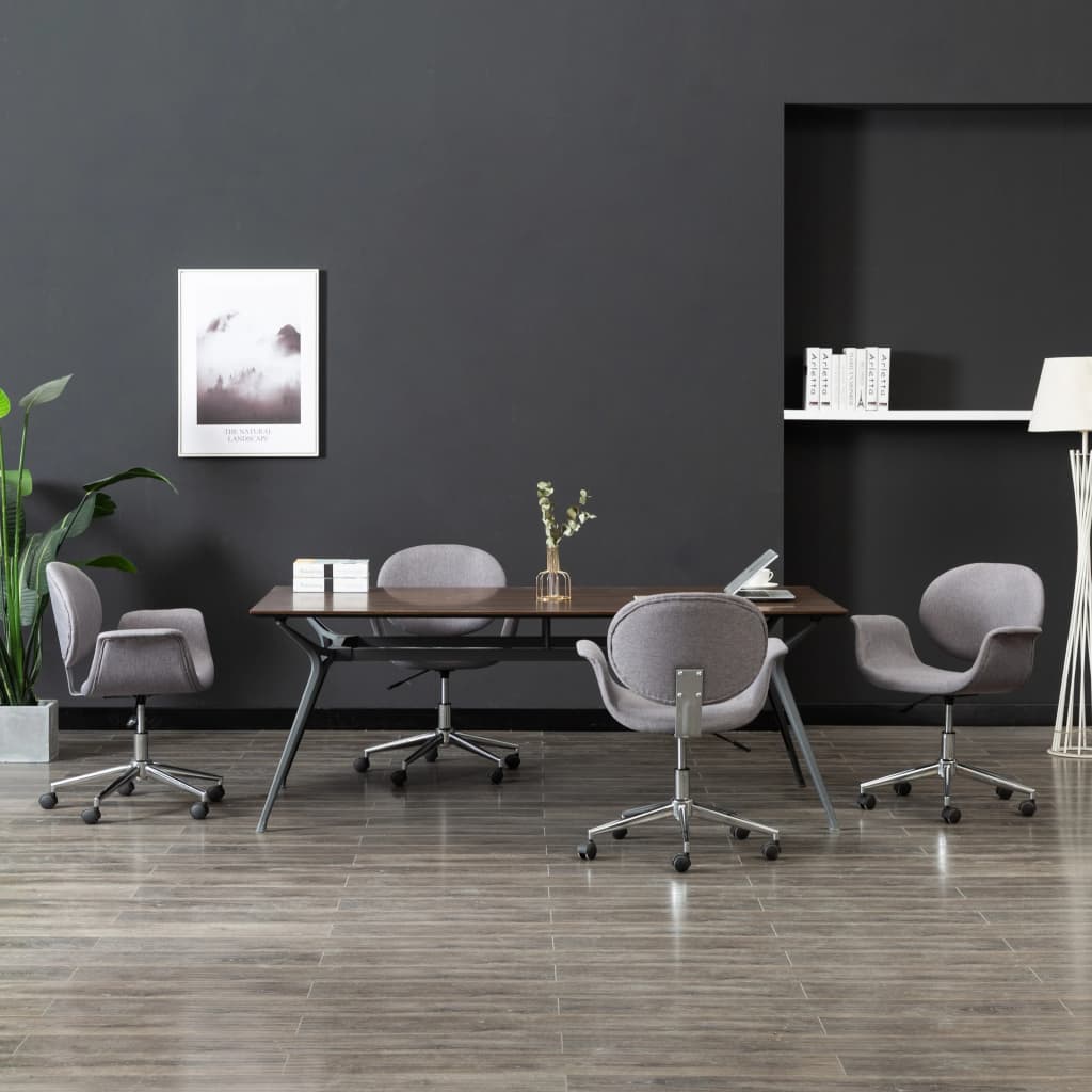 Chaises de salle à manger 4 pcs pivotantes en tissu gris