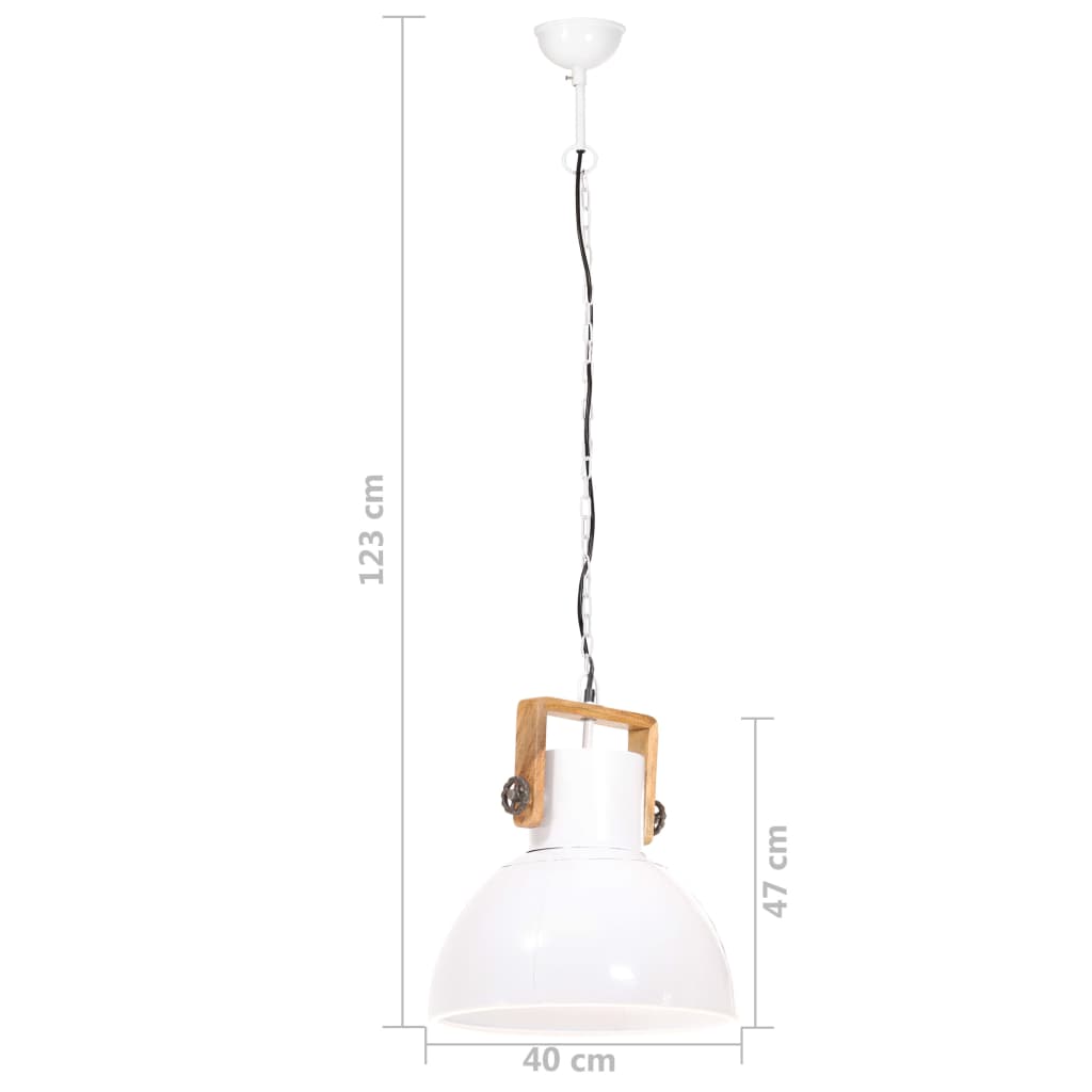 Lampe suspendue industrielle ronde 25 W E27 40 cm blanche