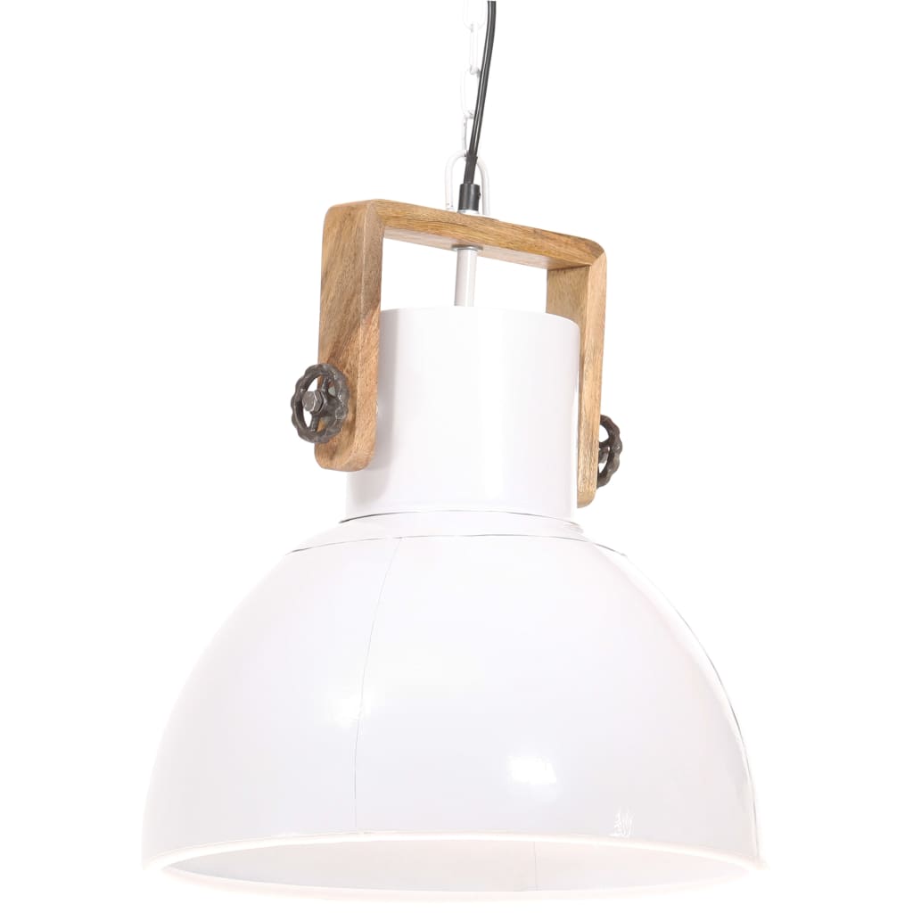 Lampe suspendue industrielle ronde 25 W E27 40 cm blanche