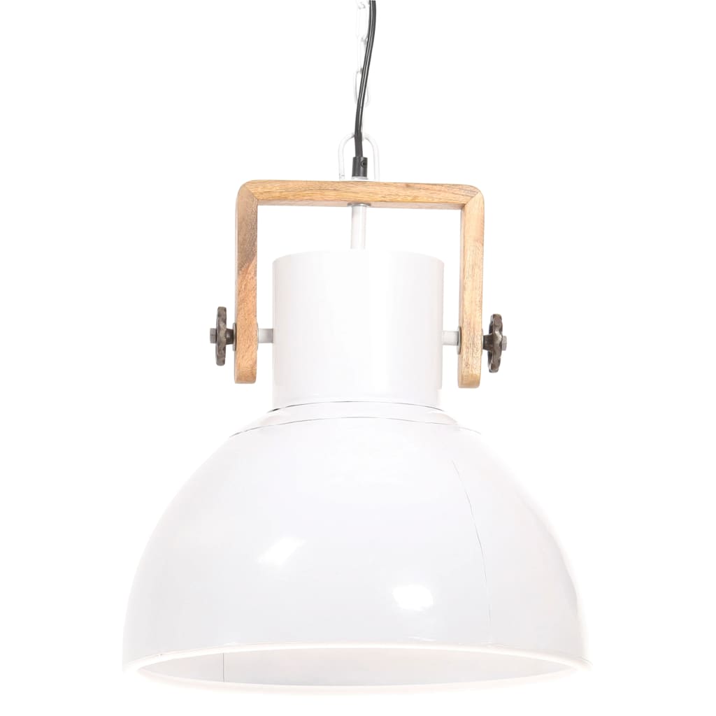 Lampe suspendue industrielle ronde 25 W E27 40 cm blanche