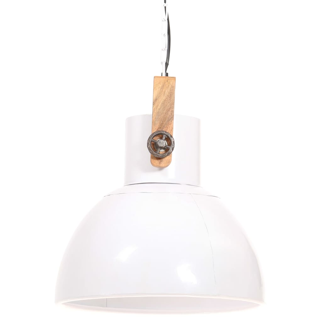 Lampe suspendue industrielle ronde 25 W E27 40 cm blanche