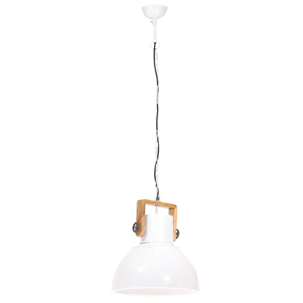 Lampe suspendue industrielle ronde 25 W E27 40 cm blanche