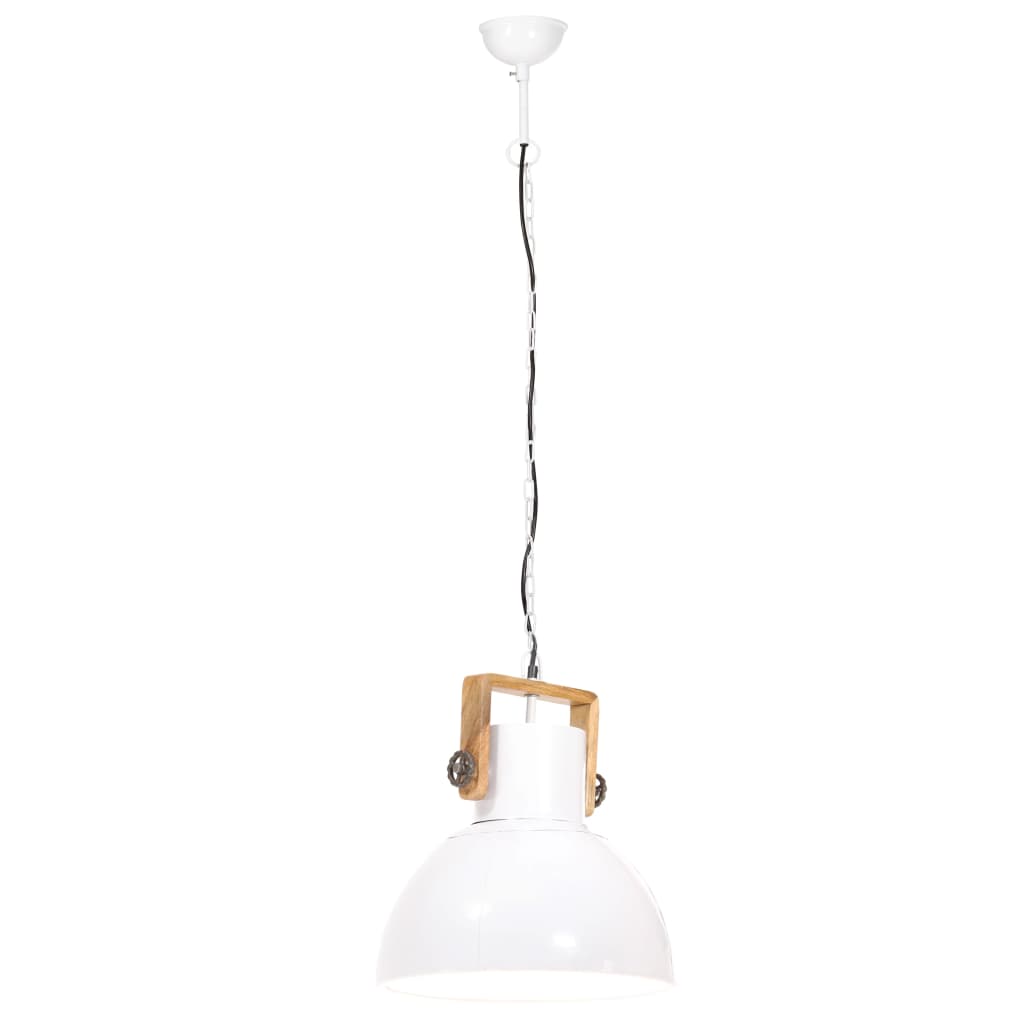 Lampe suspendue industrielle ronde 25 W E27 40 cm blanche