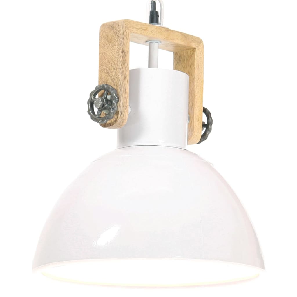 Lampe suspendue industrielle ronde 25 W E27 40 cm blanche