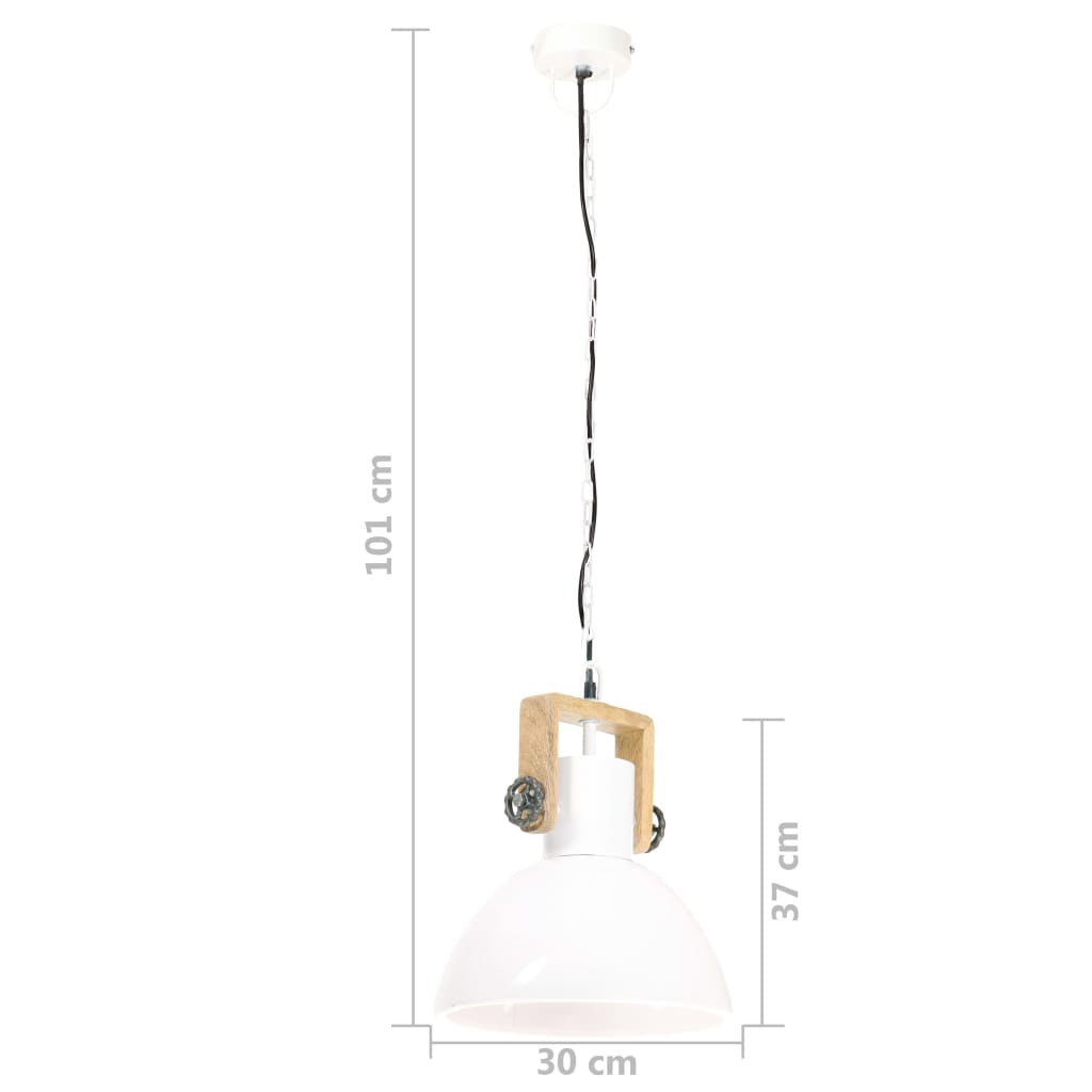 Lampe suspendue industrielle ronde 25 W E27 40 cm blanche