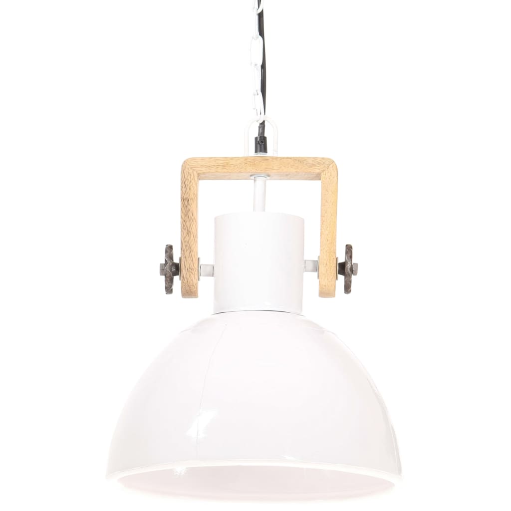 Lampe suspendue industrielle ronde 25 W E27 40 cm blanche