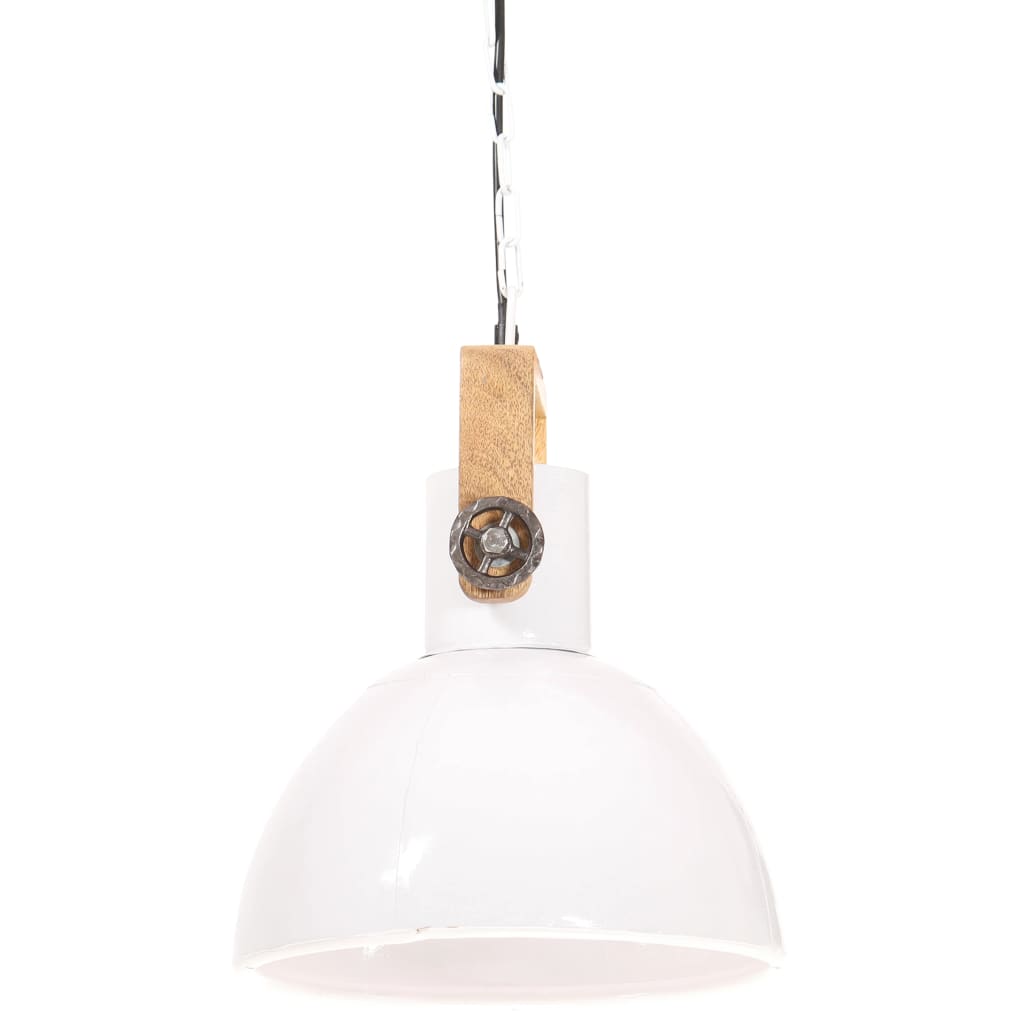 Lampe suspendue industrielle ronde 25 W E27 40 cm blanche