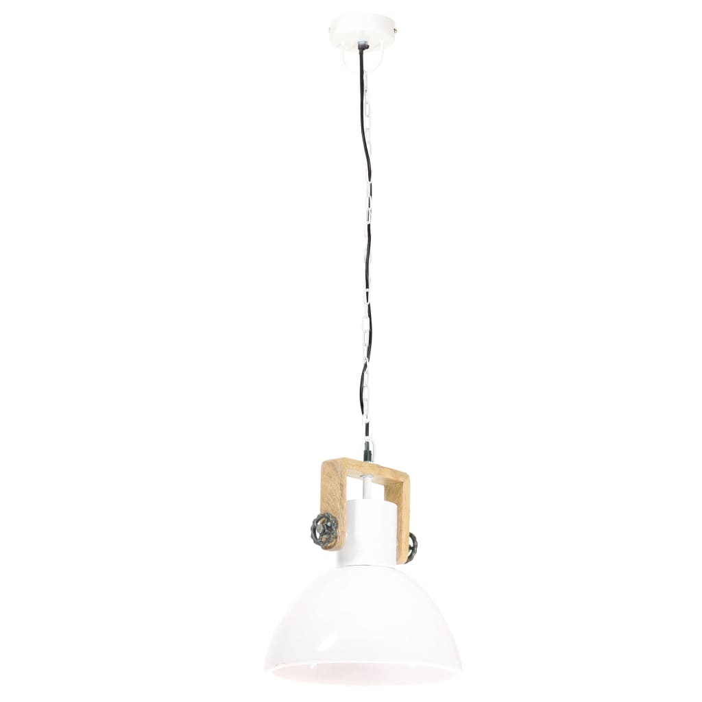 Lampe suspendue industrielle ronde 25 W E27 40 cm blanche