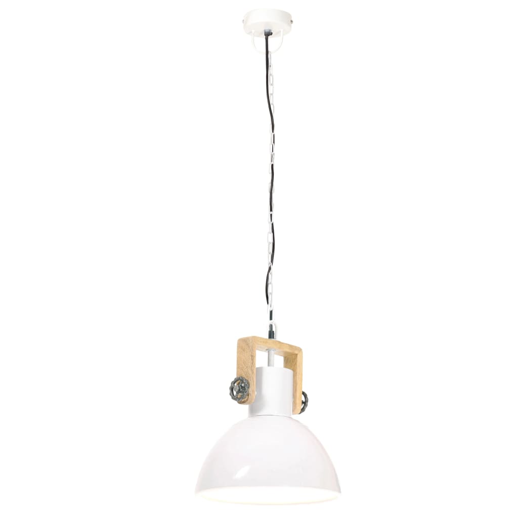 Lampe suspendue industrielle ronde 25 W E27 40 cm blanche