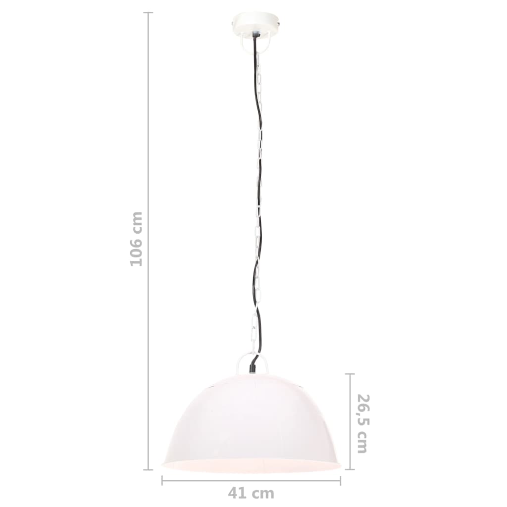 Hanglamp industrieel vintage rond 25 W E27 41 cm wit