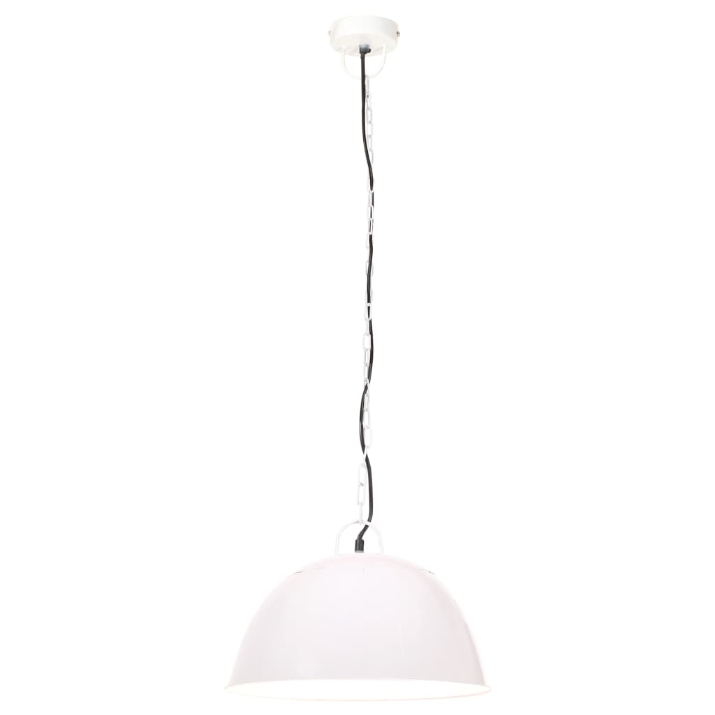 Lampe suspendue industrielle vintage ronde 25 W E27 41 cm blanche