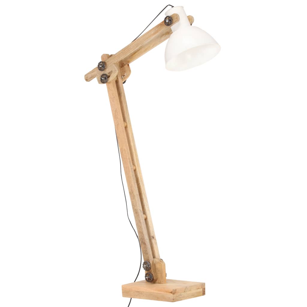 Vloerlamp E27 massief mangohout messingkleurig