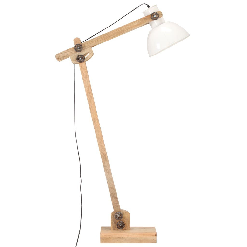 Vloerlamp E27 massief mangohout messingkleurig