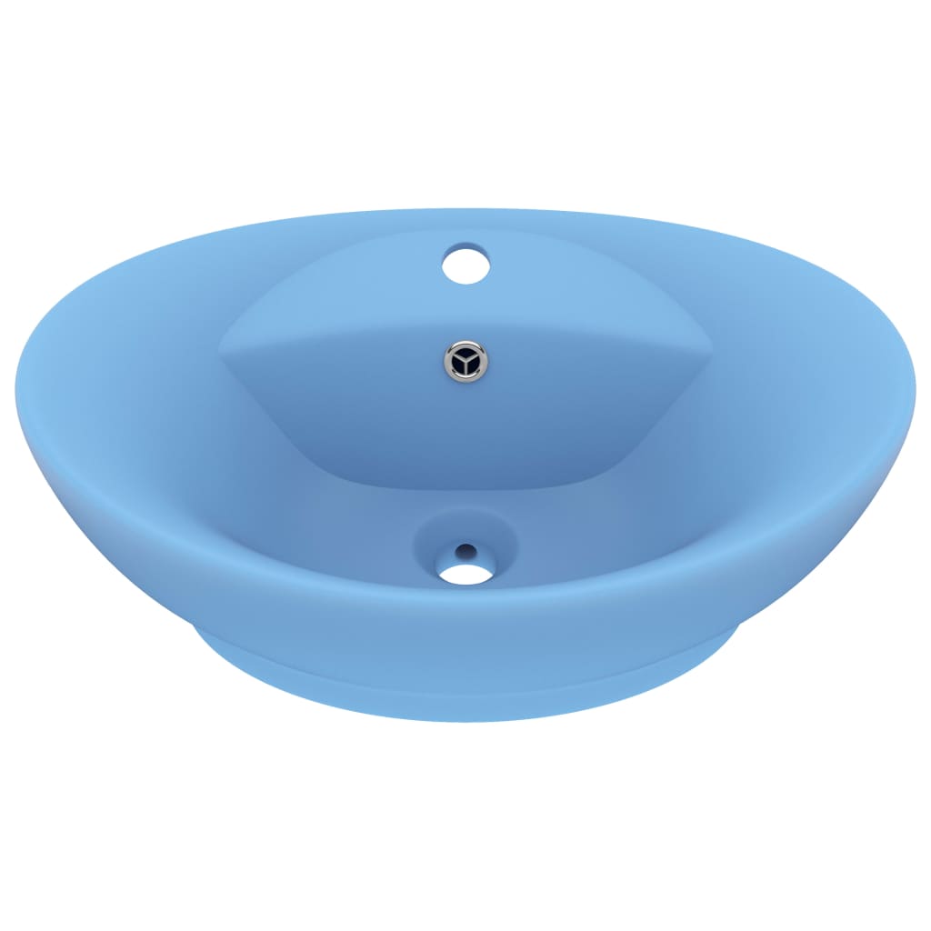 Lavabo avec trop-plein ovale 58,5x39 cm céramique crème mate