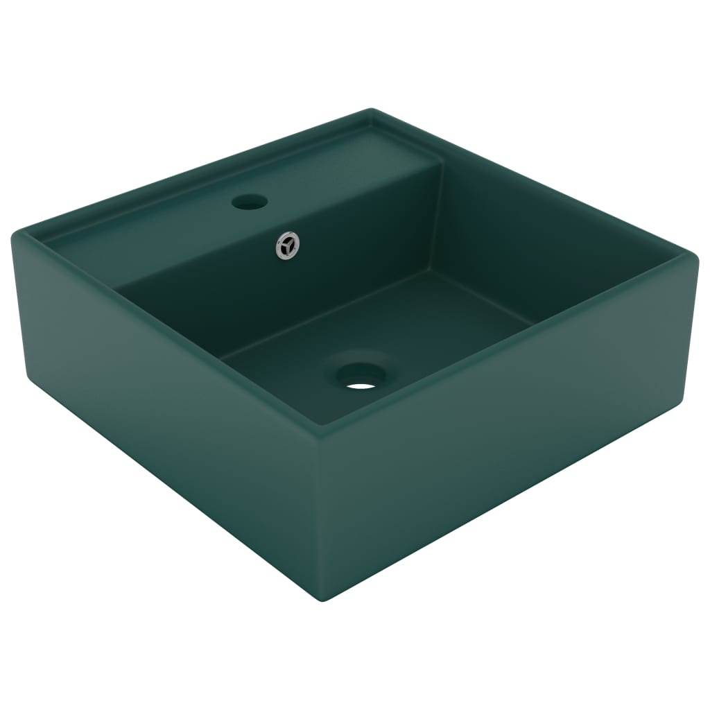 Lavabo avec trop-plein carré 41x41cm céramique marron foncé