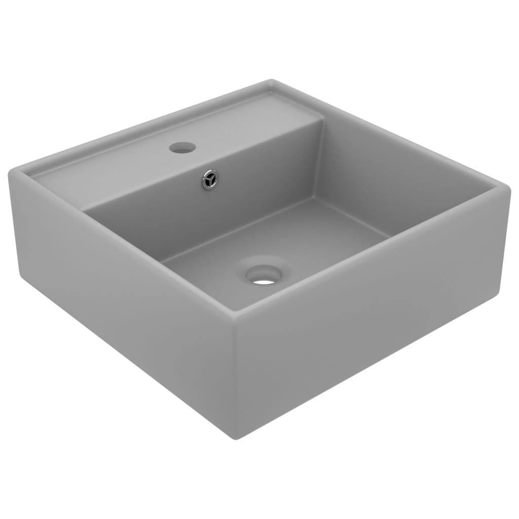 Lavabo avec trop-plein carré 41x41cm céramique marron foncé