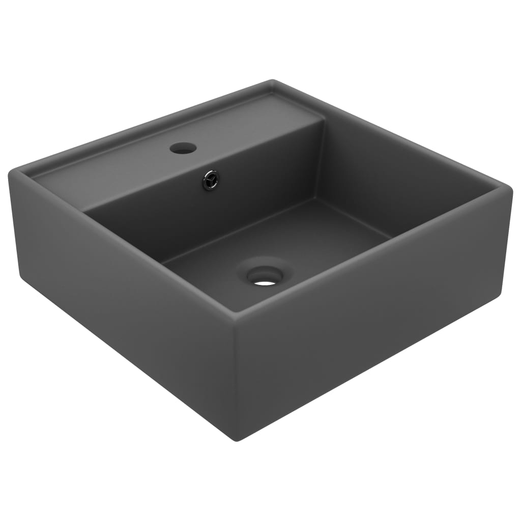 Lavabo avec trop-plein carré 41x41 cm céramique blanc mat