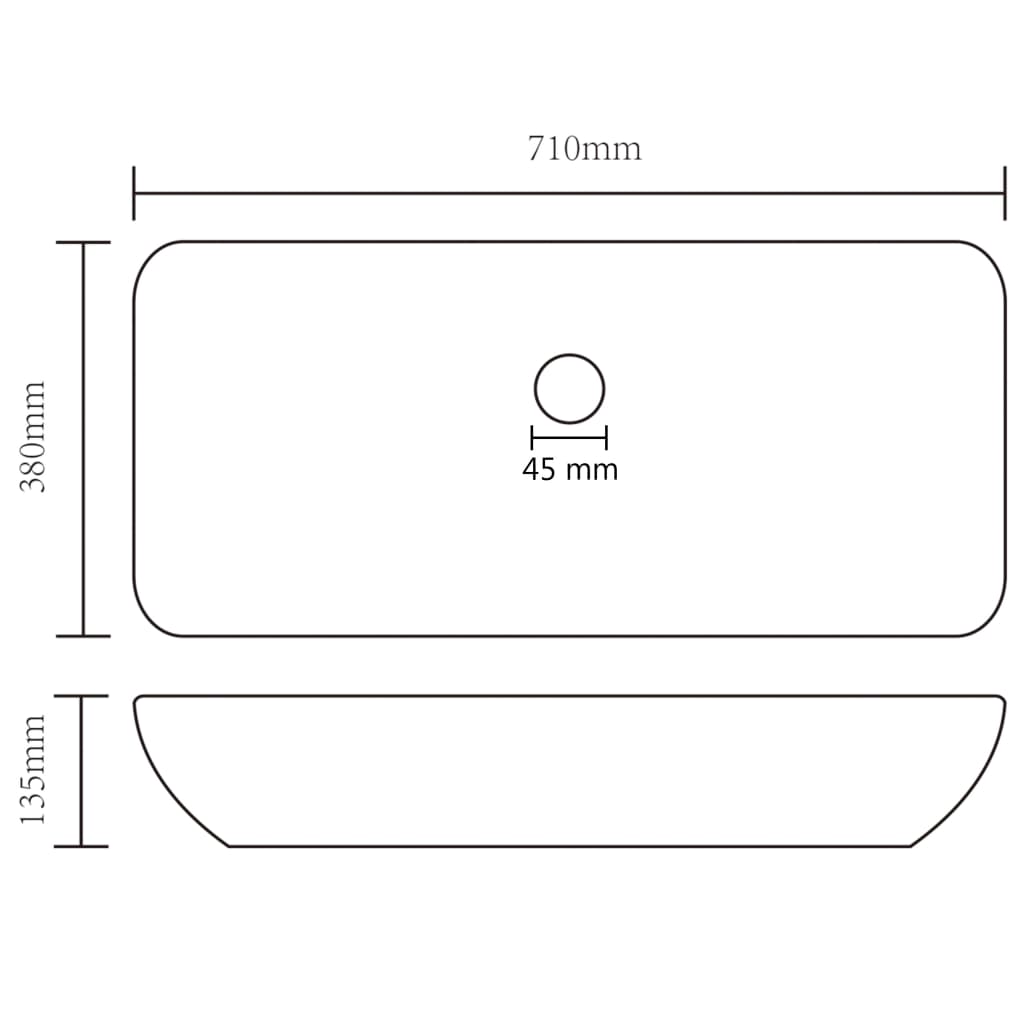 Wastafel rechthoekig 71x38 cm keramiek lichtgroen