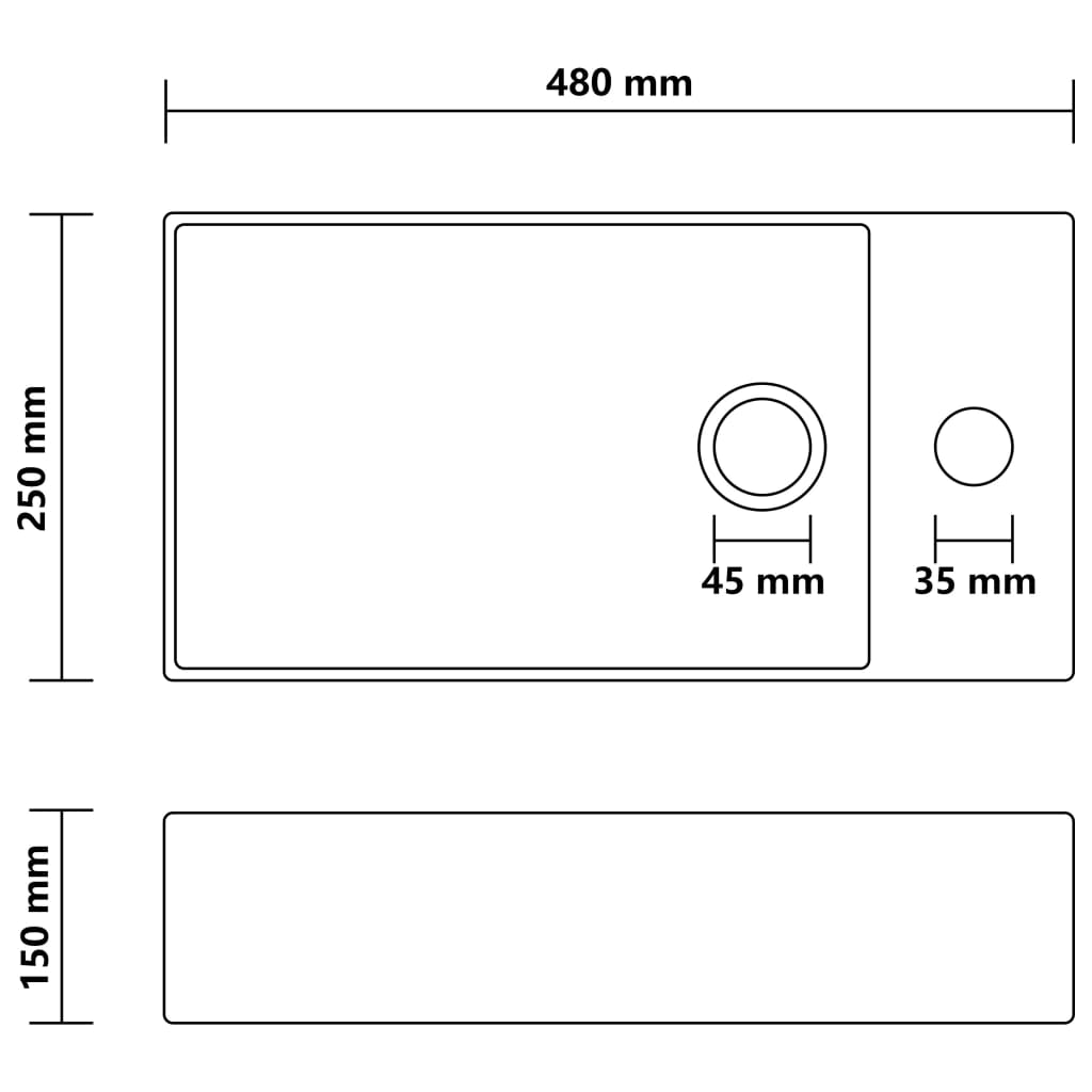 Wastafel met overloop keramiek