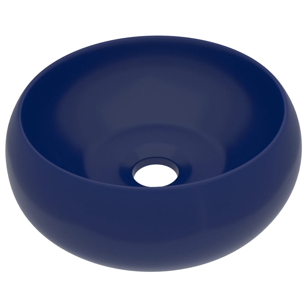 Wastafel rond 40x15 cm keramiek mat donkerblauw