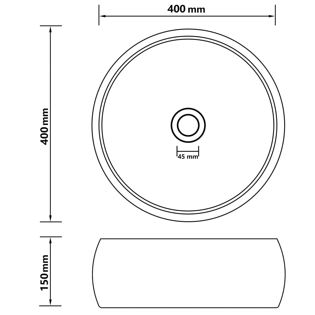 Wastafel rond 40x15 cm keramiek mat donkerblauw