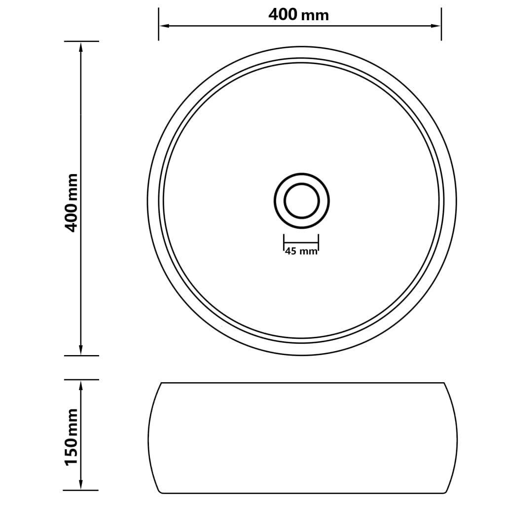 Wastafel rond 40x15 cm keramiek matcrème