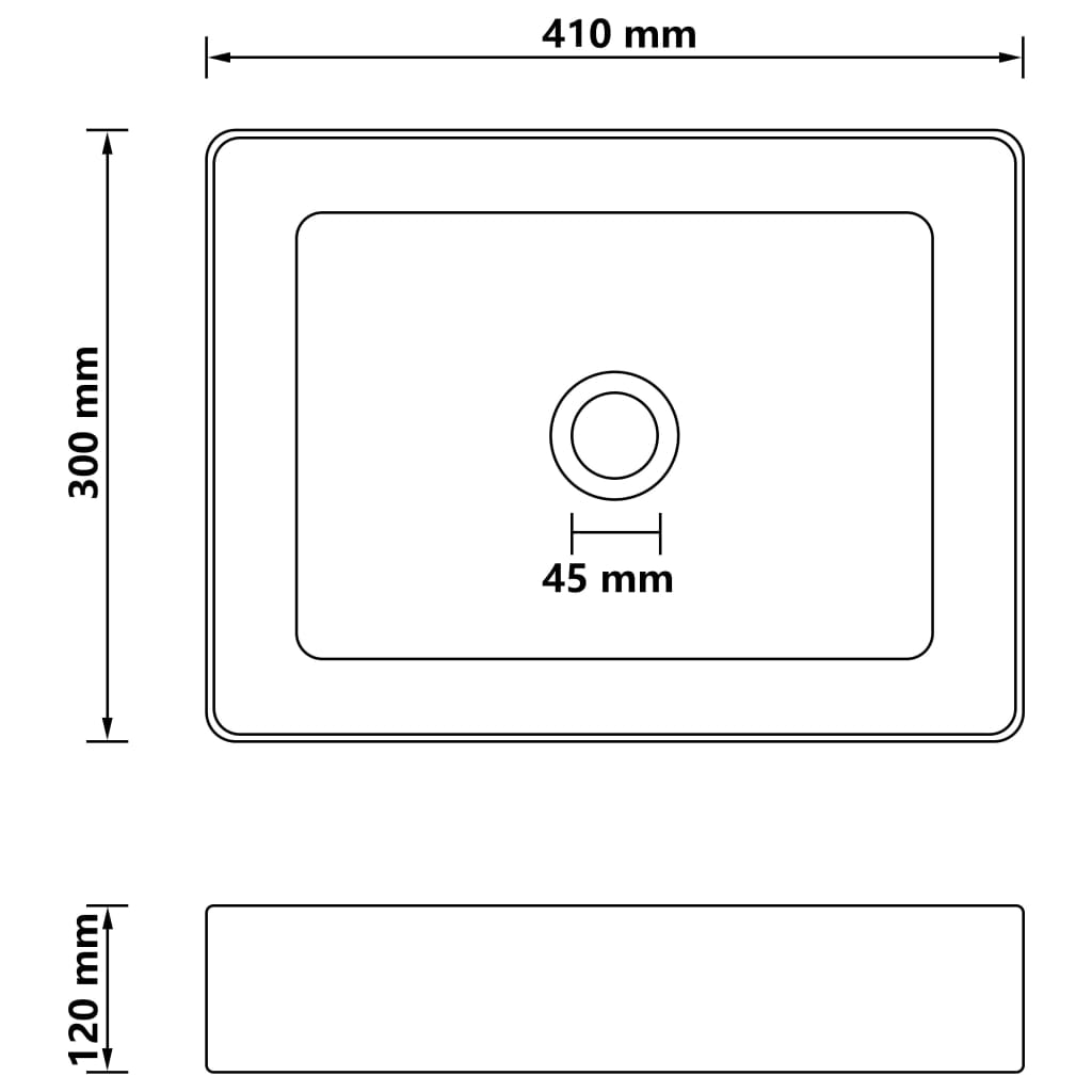 Wastafel 41x30x12 cm keramiek matwit